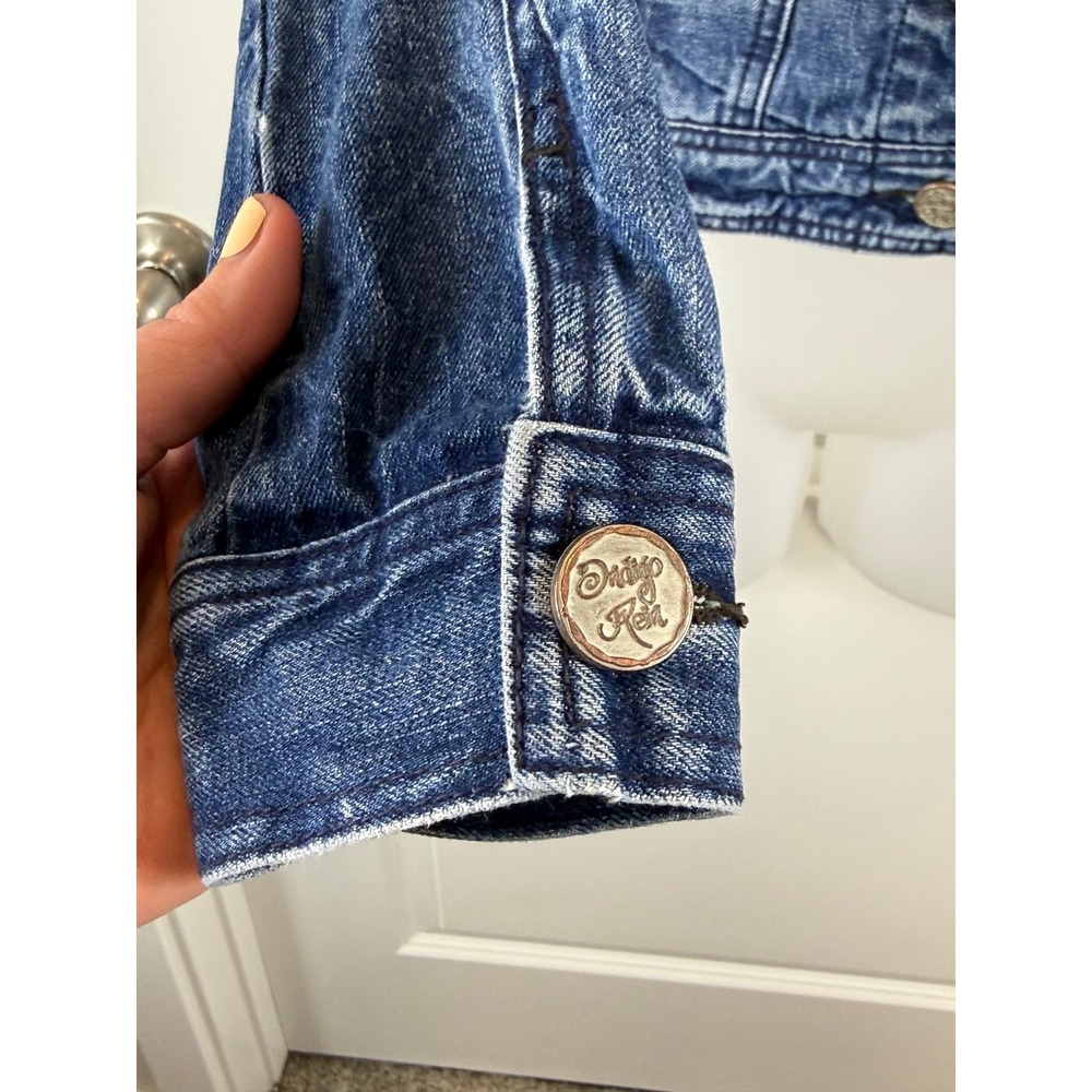 Indigo Rein Womens Medium Wash Denim Jean Trucker Jacket Blue M Demicore Cotton - Picture 10 of 13